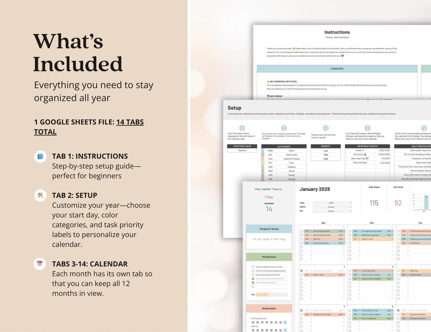 Task Tracker Excel Google Spreadsheets For Busy Moms 2026 Calendar Printable