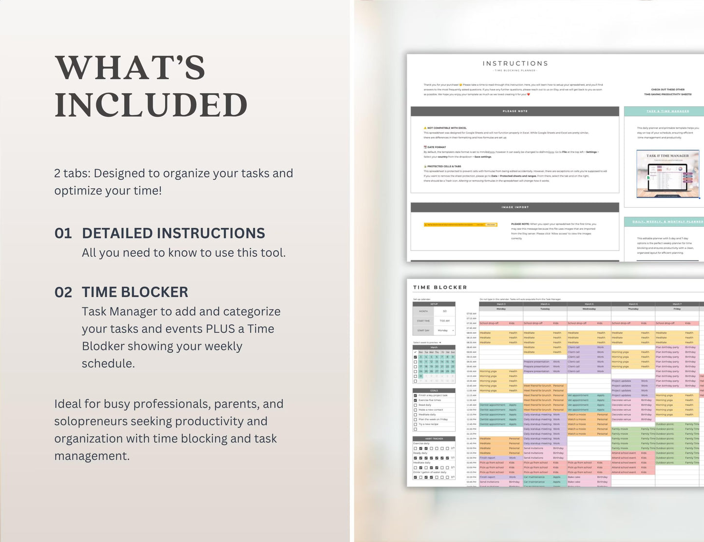 Busy Mom Time Blocker ADHD Weekly Schedule Template