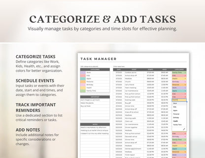 Busy Mom Time Blocker ADHD Weekly Schedule Template