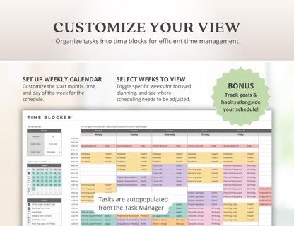 Busy Mom Time Blocker ADHD Weekly Schedule Template