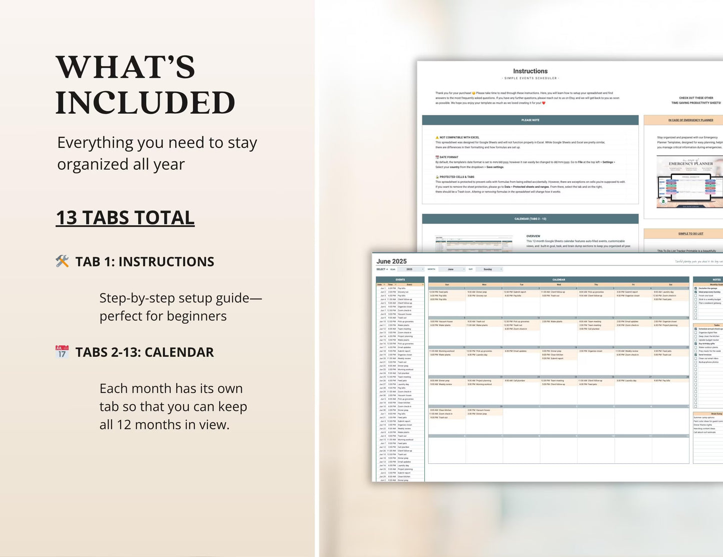 2026 Monthly Digital Calendar Template Excel Daily Planner for Events and Tasks