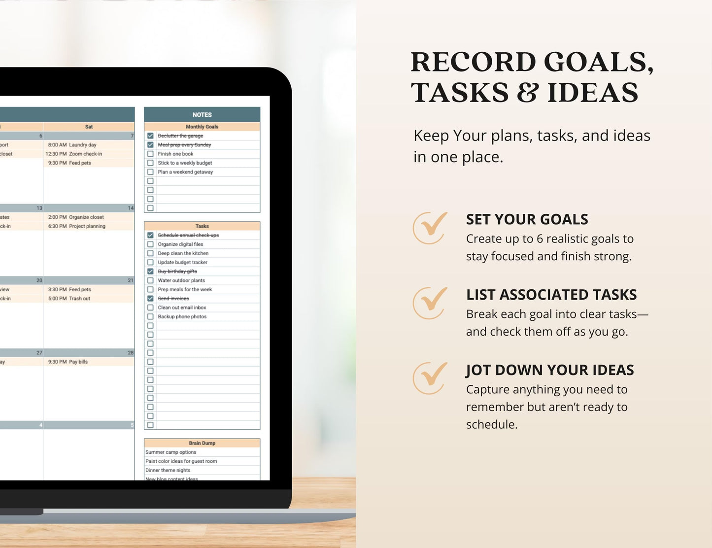2026 Monthly Digital Calendar Template Excel Daily Planner for Events and Tasks