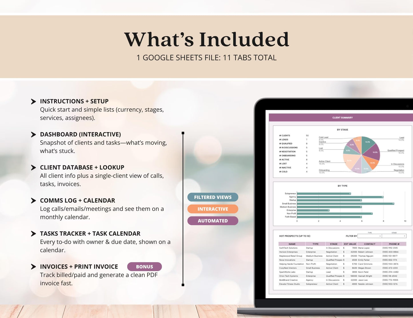 Client Tracker Excel Small Business CRM Google Sheets Client Tracker