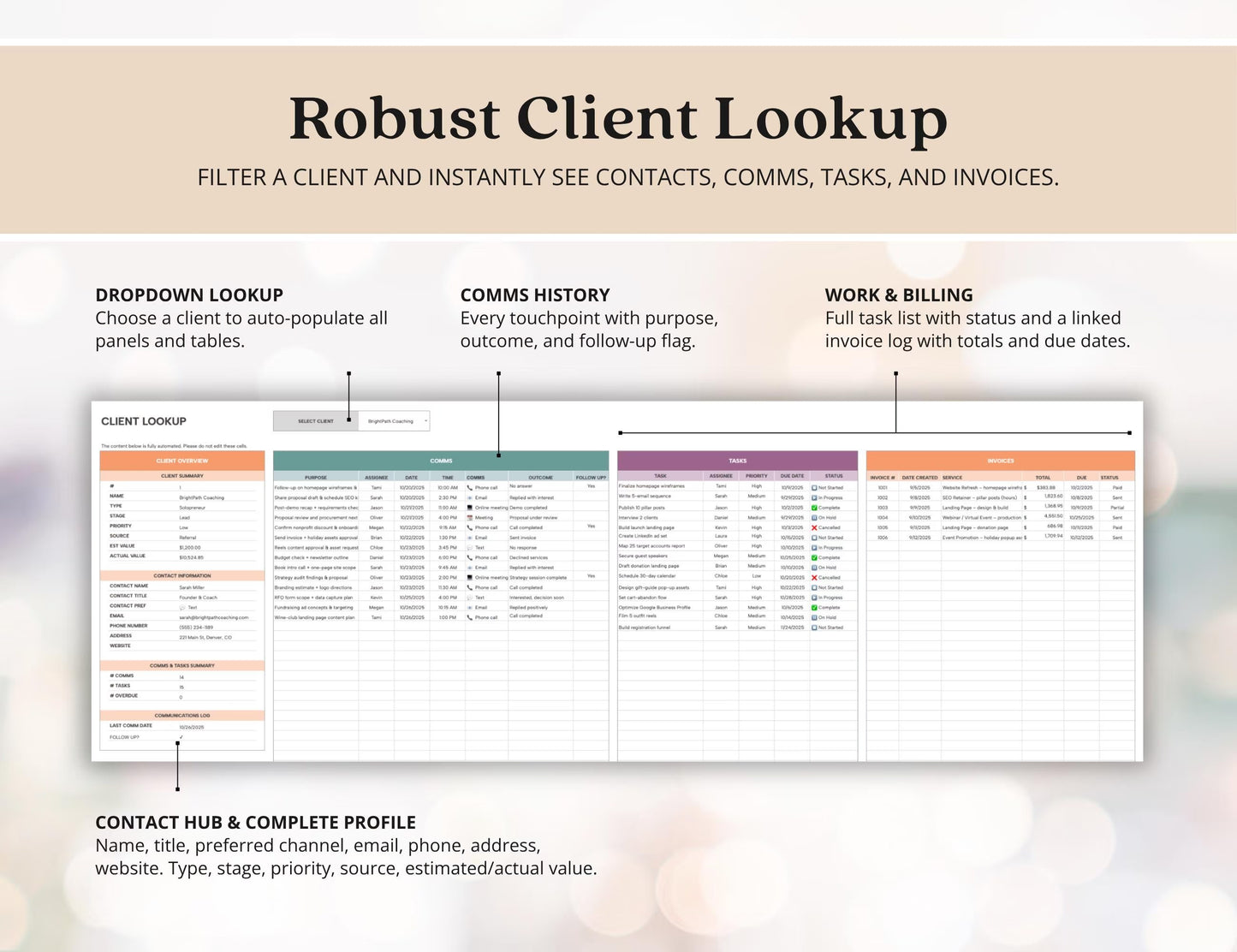 Client Tracker Excel Small Business CRM Google Sheets Client Tracker