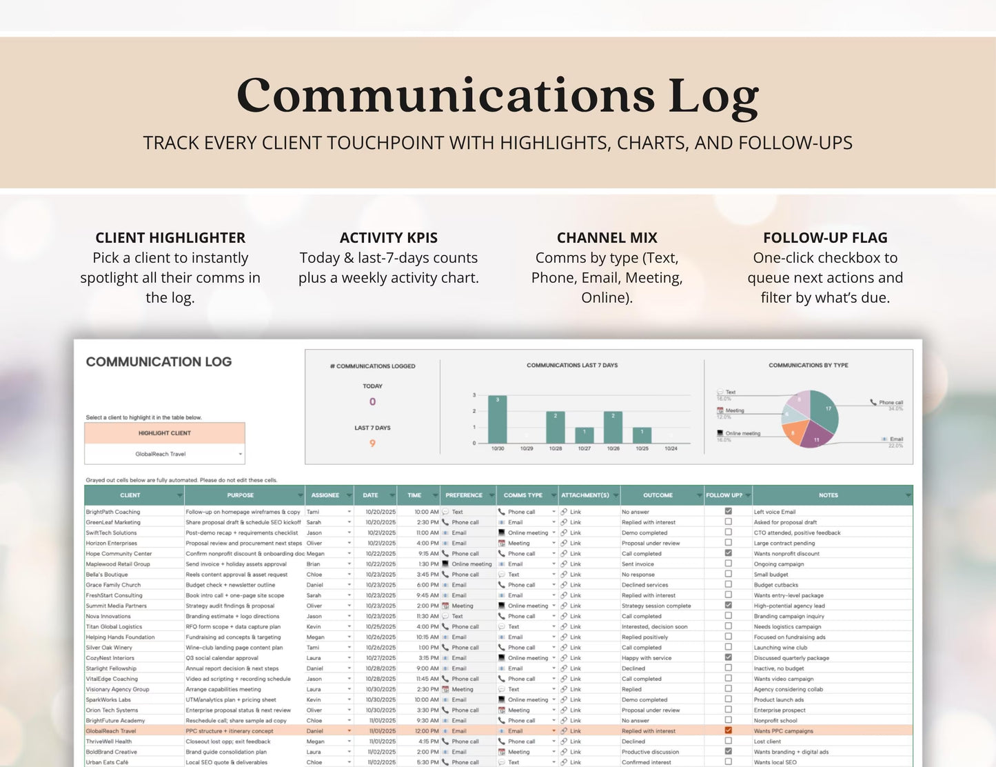 Client Tracker Excel Small Business CRM Google Sheets Client Tracker