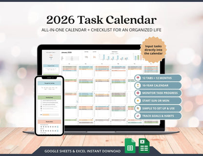 Task Tracker Excel Google Spreadsheets For Busy Moms 2026 Calendar Printable