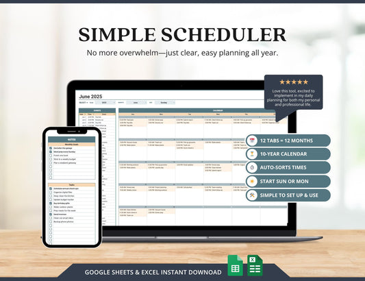 2026 Monthly Digital Calendar Template Excel Daily Planner for Events and Tasks