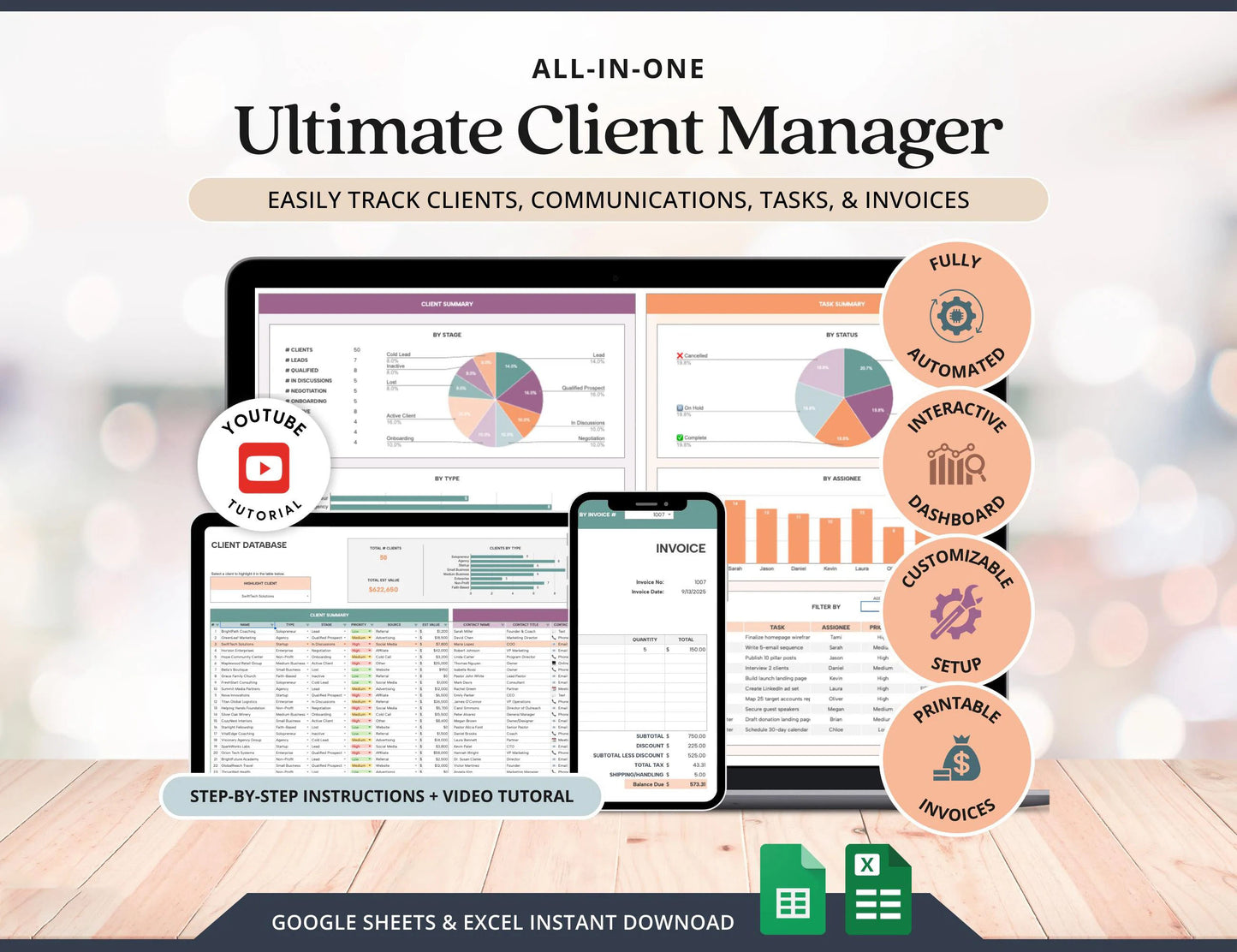 Client Tracker Excel Small Business CRM Google Sheets Client Tracker